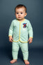 2 Pcs Baby Green Cute Animal Cartoon Print Long Sleeve Body Suit, Comfortable Spring And Autumn Outdoor Wear BS6413A